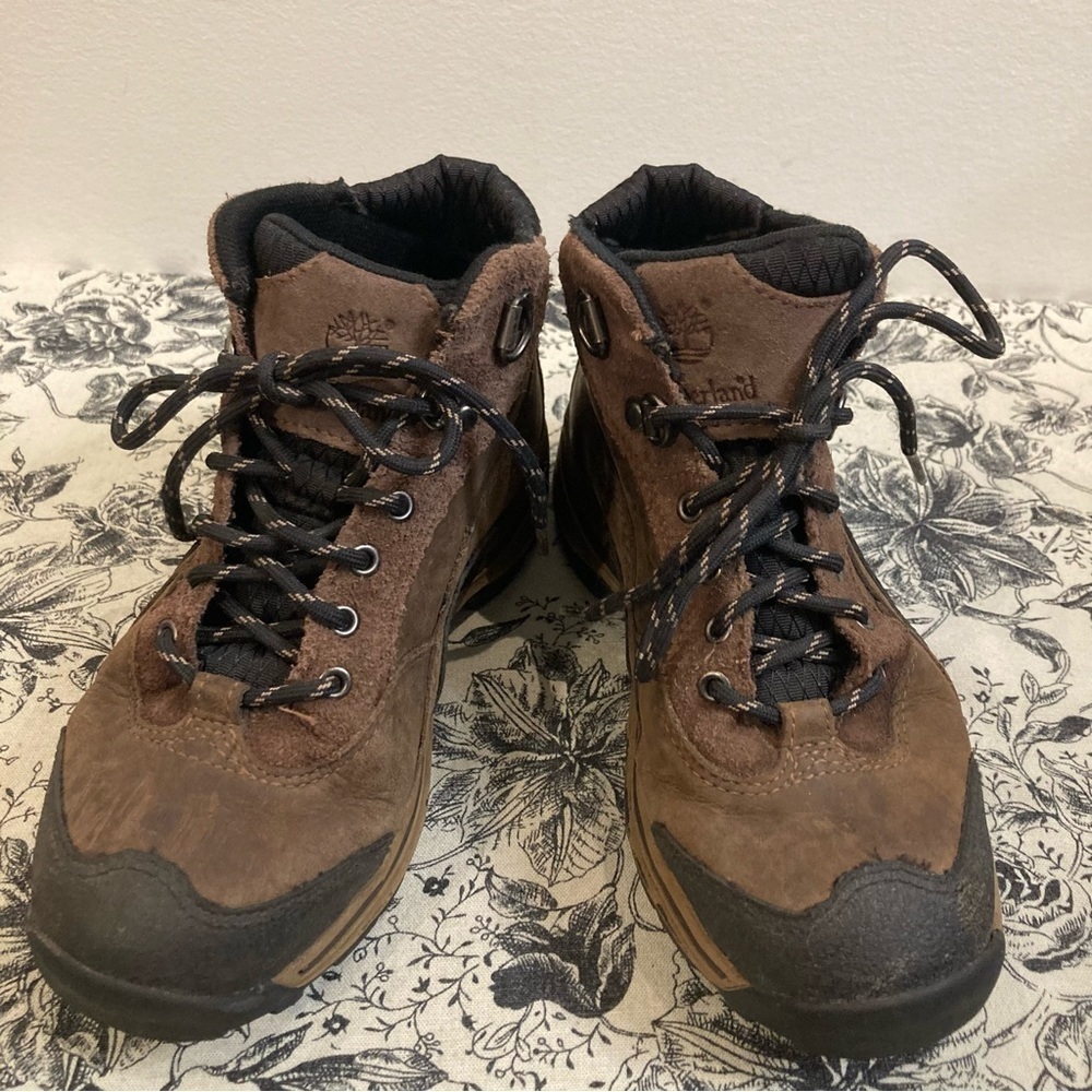 TIMBERLAND Sz 2Y Hiking Leather Lace Up Ankle Boots Unisex